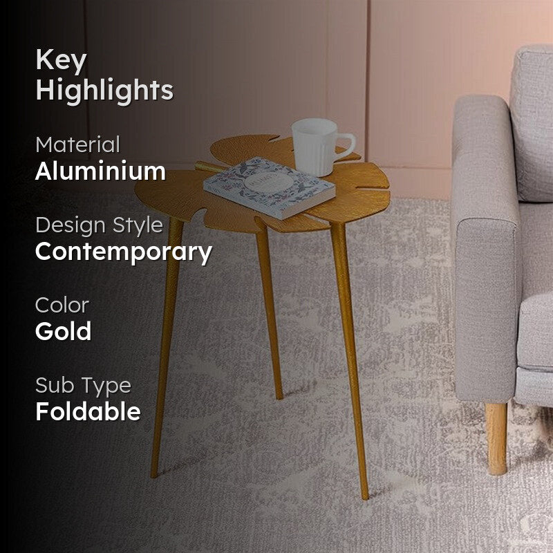 Monstera Leaf Accent Table - Gold media 2