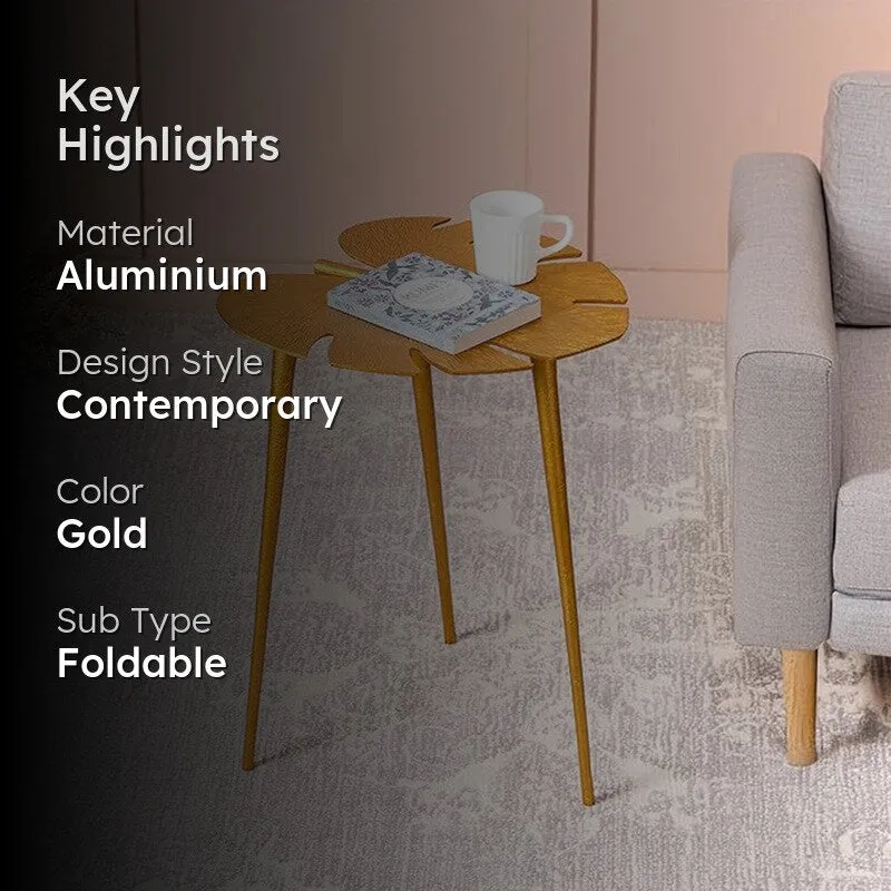 Monstera Leaf Accent Table - Gold media 2