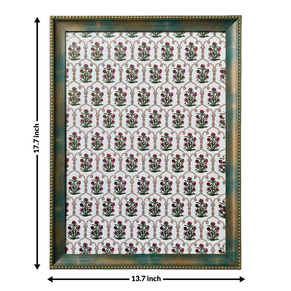 Traditional Floral Pattern Wall Painting With Frame - Set Of Two media 7