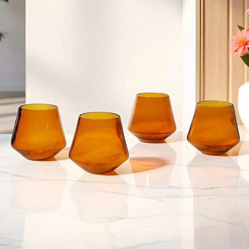 Twilight Amber Goblet Glasses(260 mL) - Set Of Four media 1