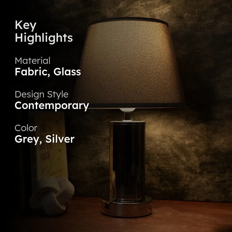 AarviDecor Sterling Classic Fabric Table Lamp - Grey media 2