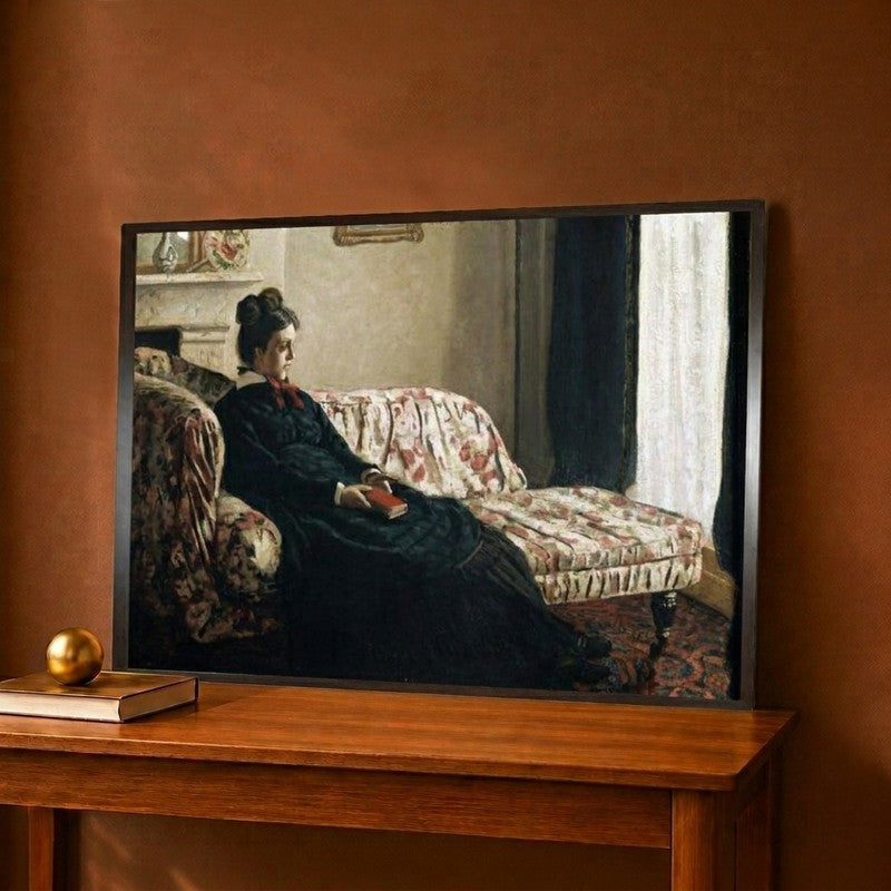 Meditation or Madame Monet in the Canape Canvas Wall Painting - 18 x 12 Inches