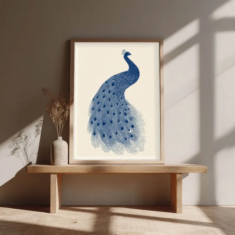 Minimal Peacock Motif Canvas Wall Painting With Brown Frame media 8