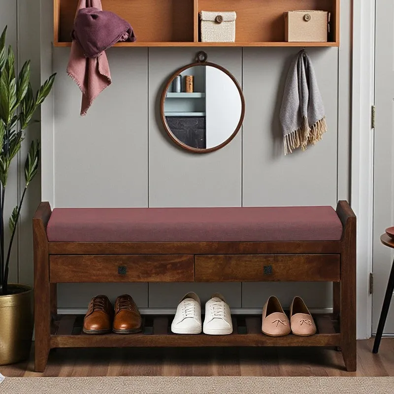 Harbor Nest Mango Wood Shoe Rack - Pink media 1