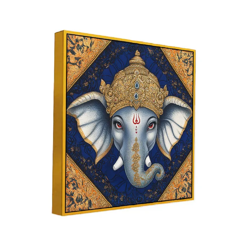 Bleu Ganesha Canvas Wall Art With Frame media 3