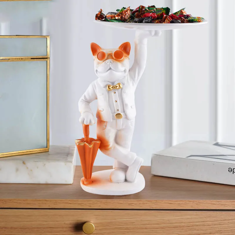 Dapper Cat Painted Polyresin Show Piece - White media 1