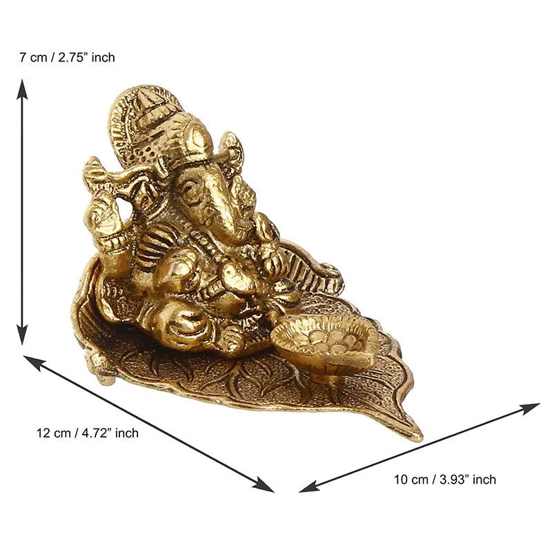 Vinayaka Leaf Diya - Gold media 6