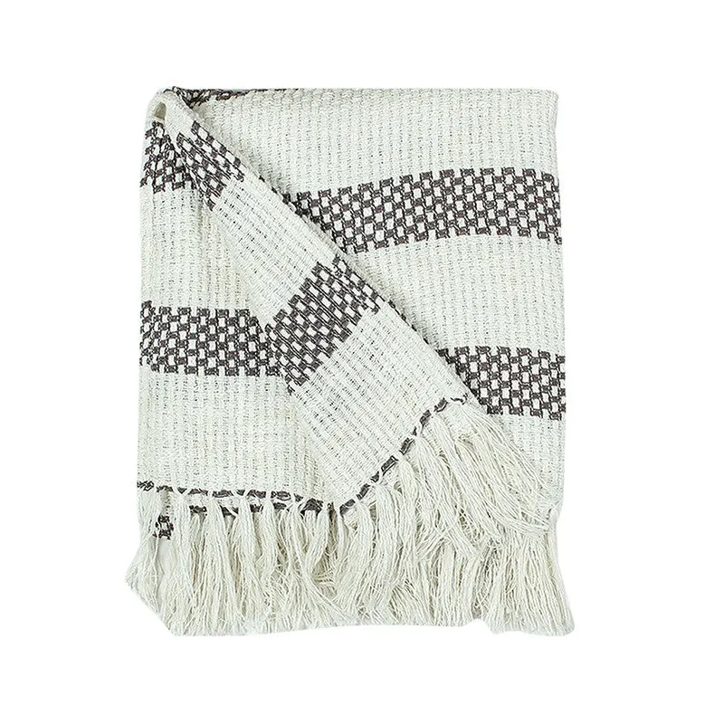 Rustic Fringed Edge Throw - Grey media 5