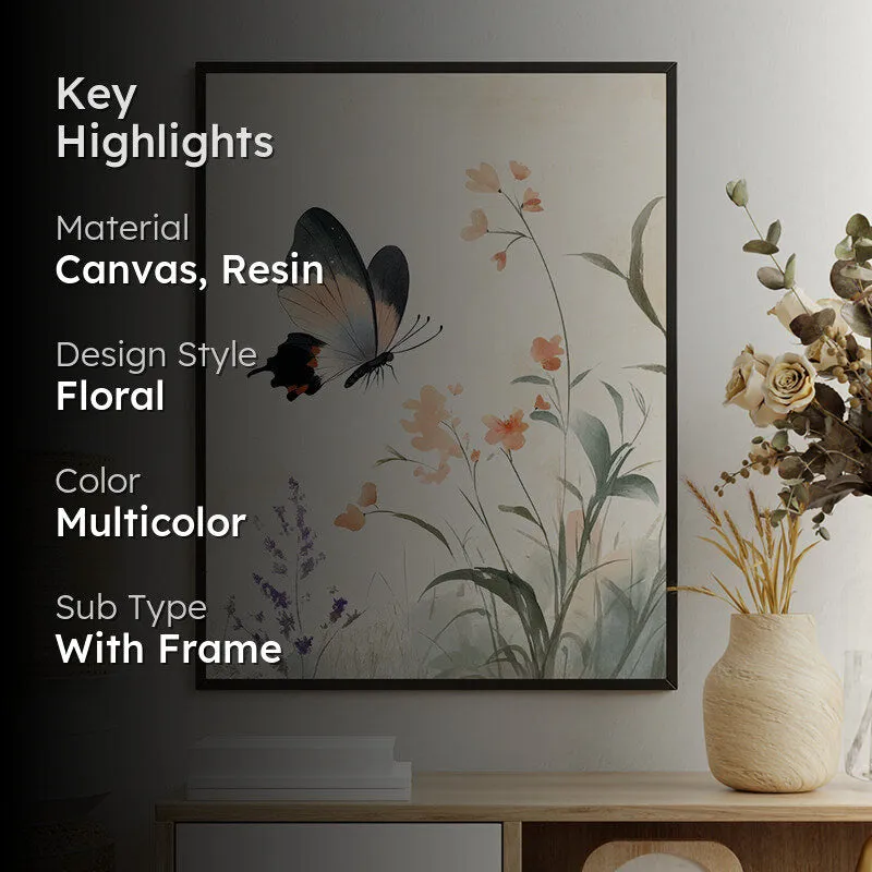 Botanical Titli Wall Art With Resin Frame media 2