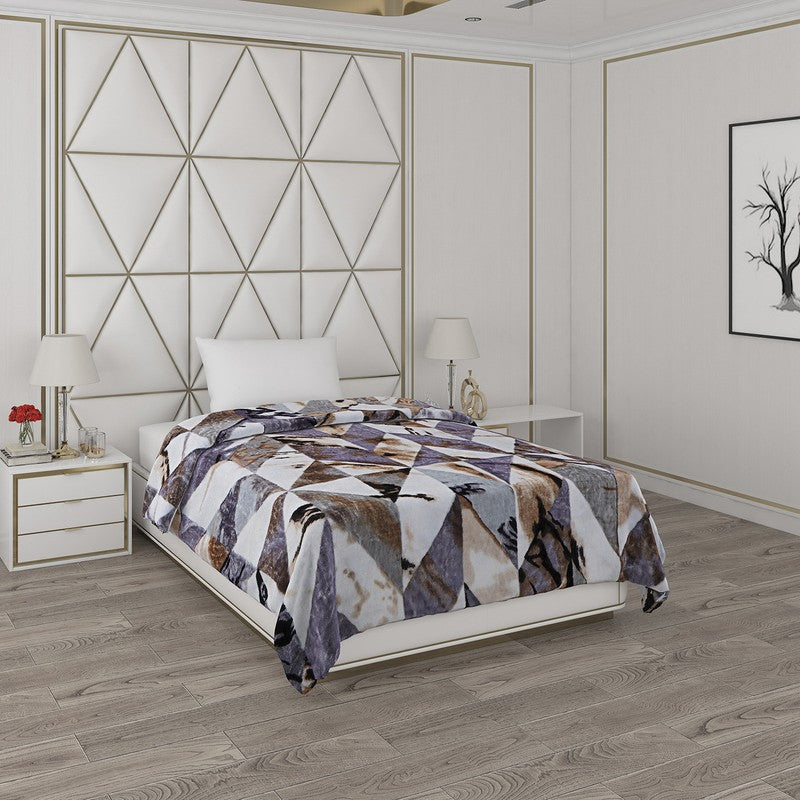 Monte Carlo Rustic Harmony Blanket (Grey,White)- 550 GSM - Single