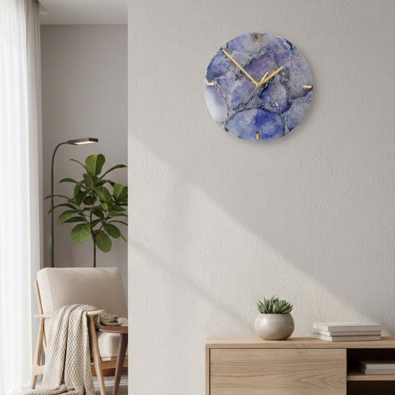 Obelia Handcrafted Agate Wall Clock - Blue media 3