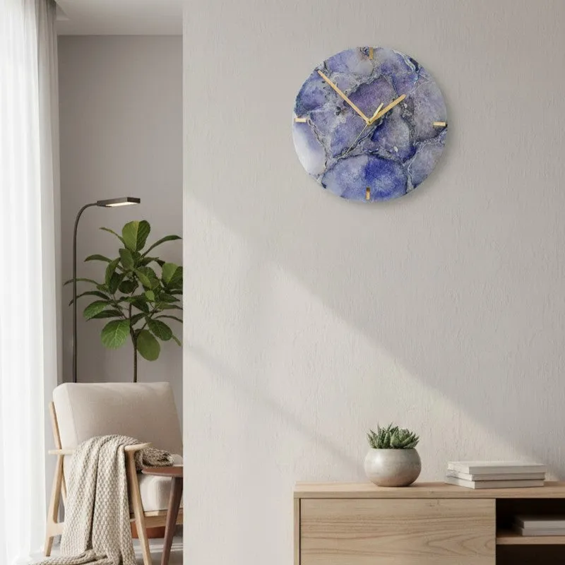 Obelia Handcrafted Agate Wall Clock - Blue media 3