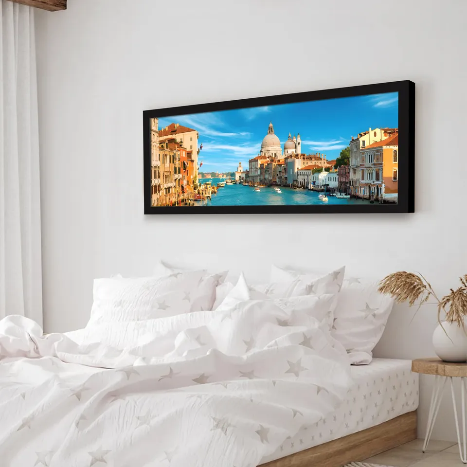 Aquarel Scenic Canal City Wall Art With Frame media 4