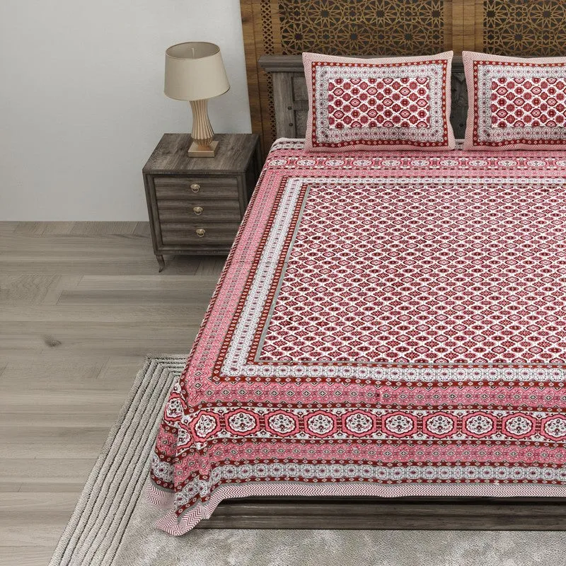 Styleo Cotton Bedsheet (Pink,White) - 240 TC media 3