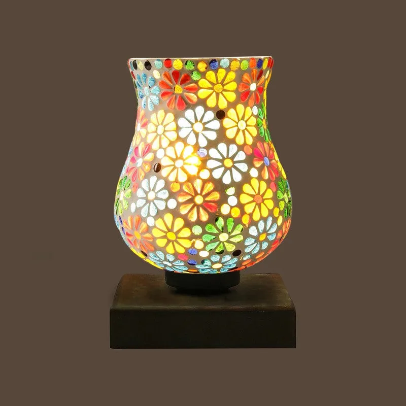 Miraira Mosaic Glass Table Lamp With Wooden Base - Multicolor media 7
