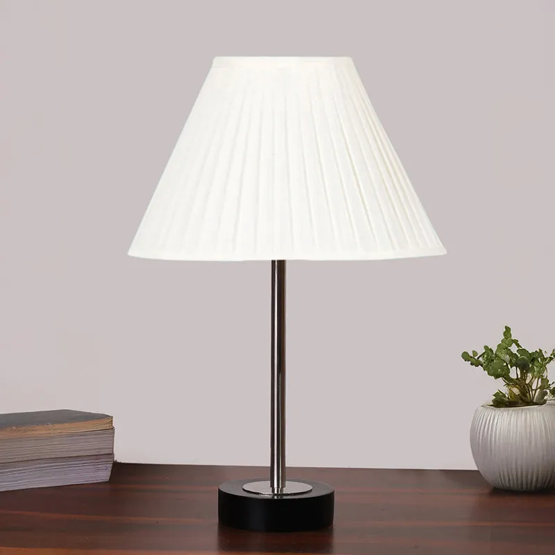 Pleatra Rodin Wooden Table Lamp - OffWhite,Silver,Black media 3