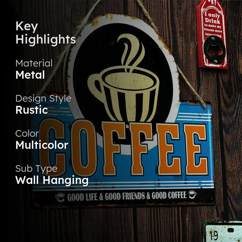 Good Friends & Good Coffee Retro Metal Wall Accent media 2