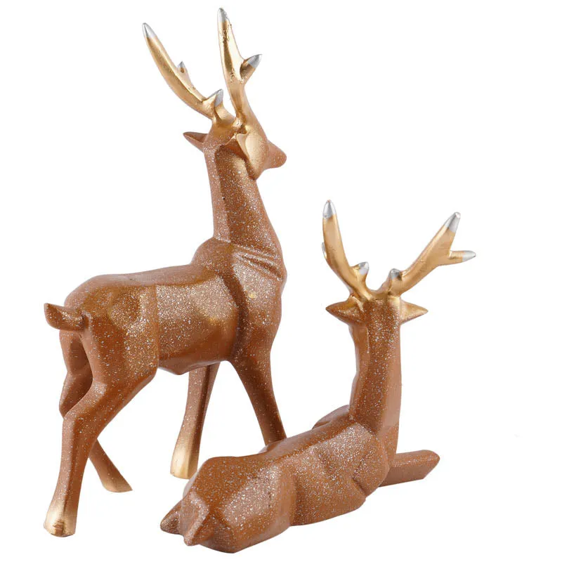Opulent Stag Painted Polyresin Show Piece (Brown) - Set Of Two media 5