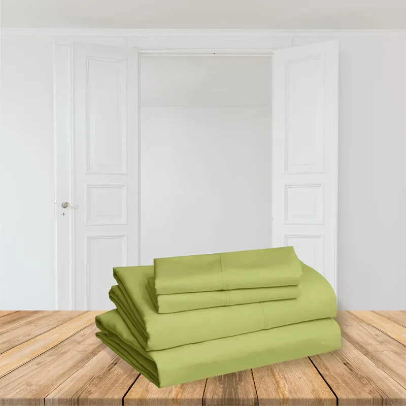 Moonweave Solid Cotton Bedsheet (Muted Green) - 400 TC media 6