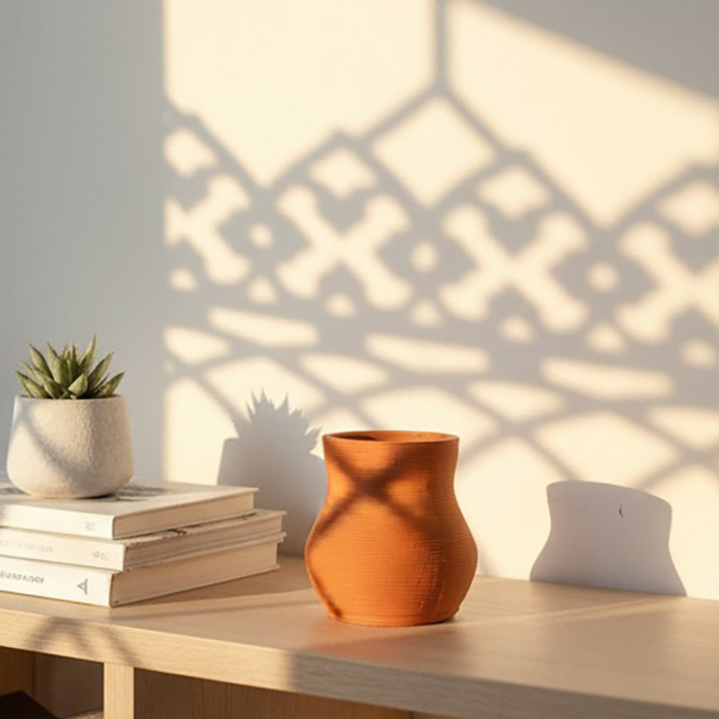 Rustic Swirl Design Terracotta Vase