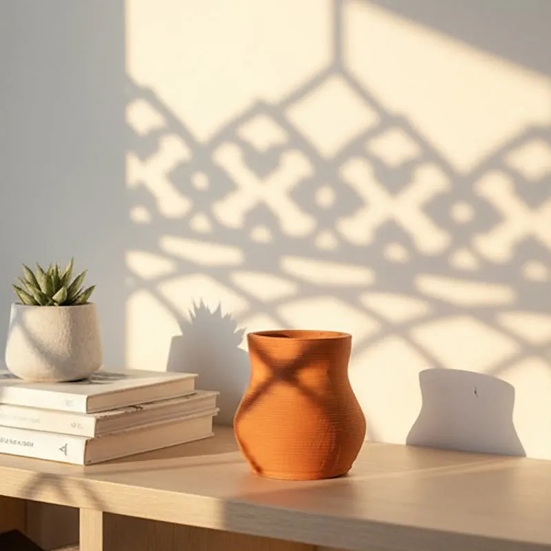 Rustic Swirl Design Terracotta Vase media 1