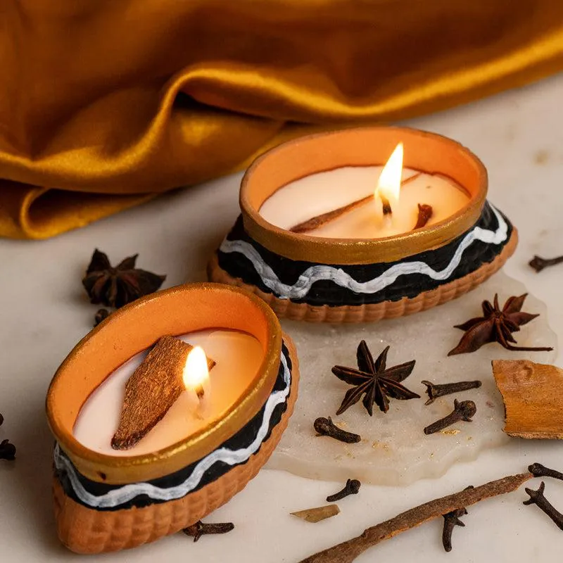 Row Boat Handpainted Cinnamon Scented Candle - Set Of Two media 3