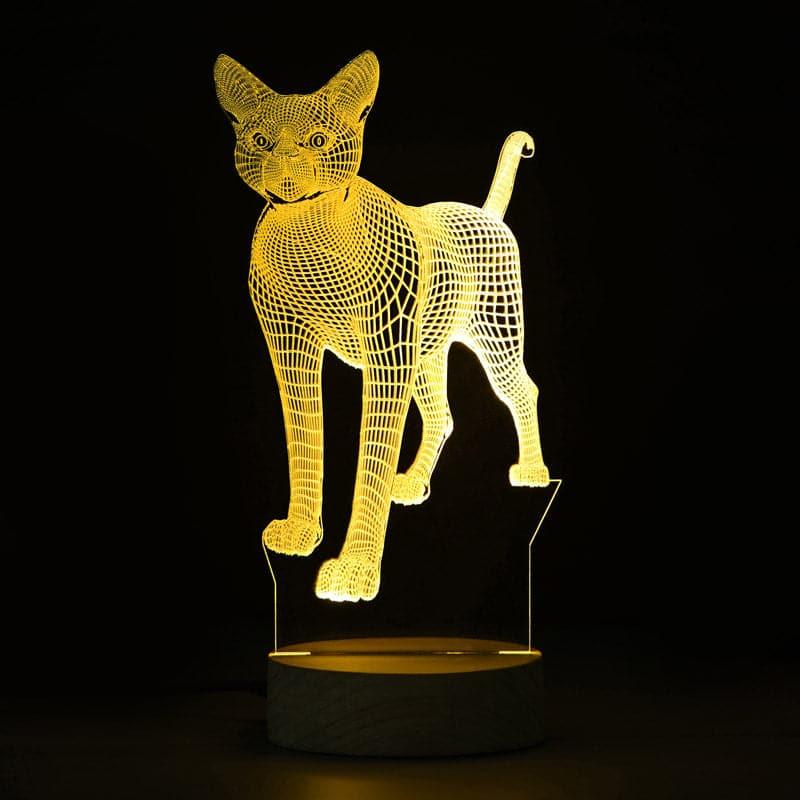 Meow Luminance LED Acrylic Table Lamp With Wooden Base - Brown media 3