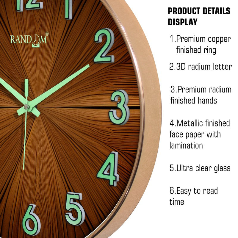 Amberin Round Modern Plastic Wall Clock - Brown media 6