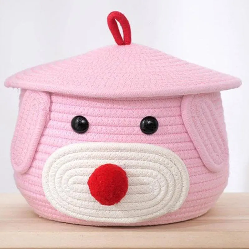 Doggo Dude Kids Rope Cotton Basket - Pink media 1