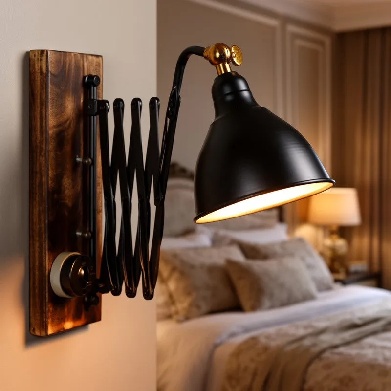 Lumen Wooden & Iron Wall Lamp media 1