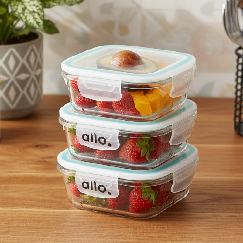 Oliva Square Glass Storage Container (550 ML) - Set Of Three media 3