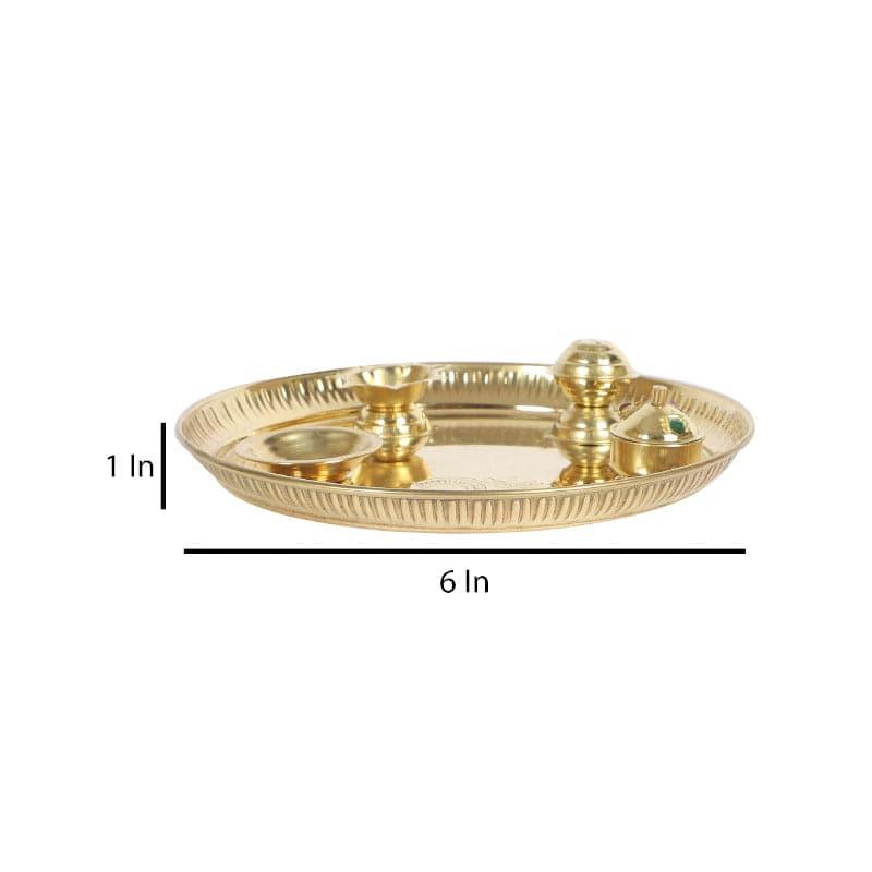 Om Sacred Pooja Brass Thali Set - Five Piece Set media 6