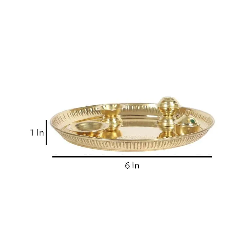Om Sacred Pooja Brass Thali Set - Five Piece Set media 6