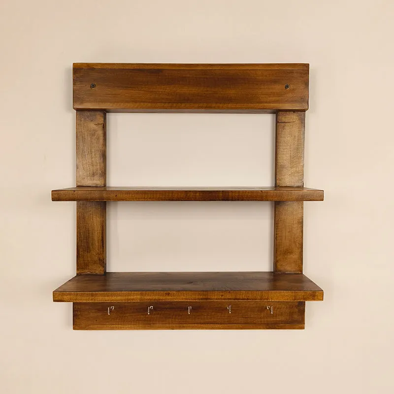 Evolv Wooden Wall Shelf Organiser with Key Holders media 5