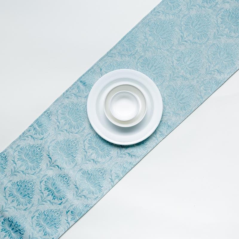 Pierre Paisley Jacquard Table Runner- Blue media 3