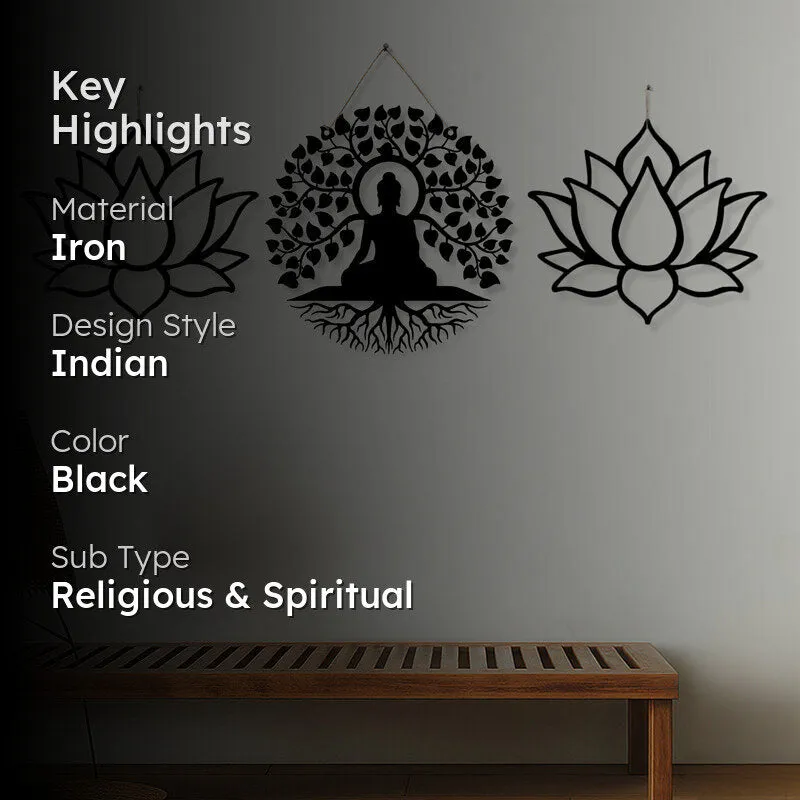 Buddha With Lotus Iron Wall Accent - Set Of Three media 2