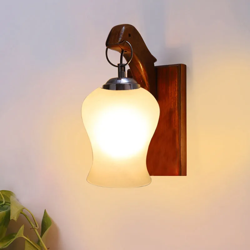 Estrella Glass & Wooden Wall Lamp media 1