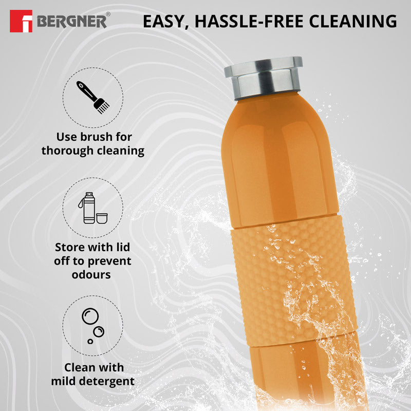 Bergner Walking Mid Grip Thermosteel Hot And Cold Flask (Orange) - 600 mL media 4