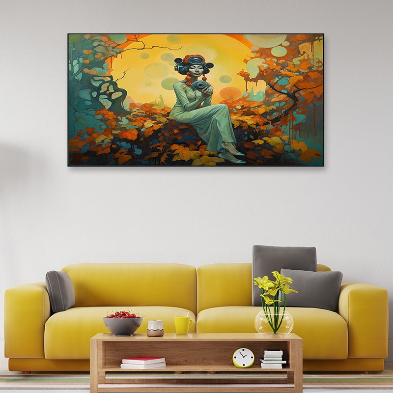 Lady With Camera Canvas Wall Painting