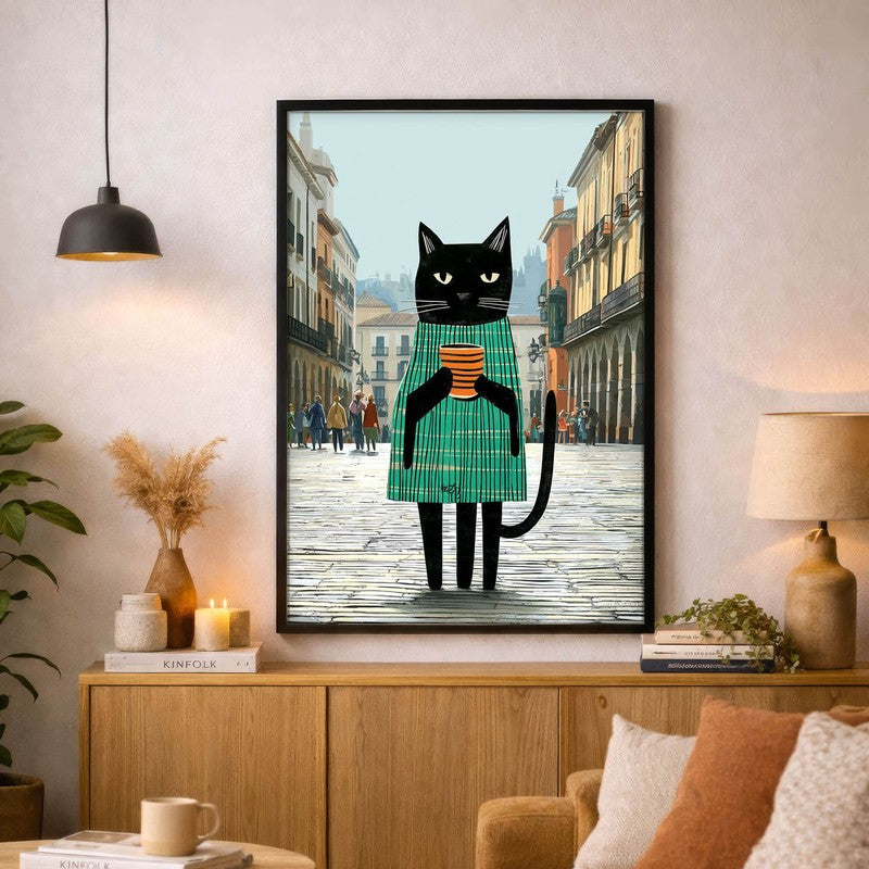 Voyage Cat Wall Painting With Frame