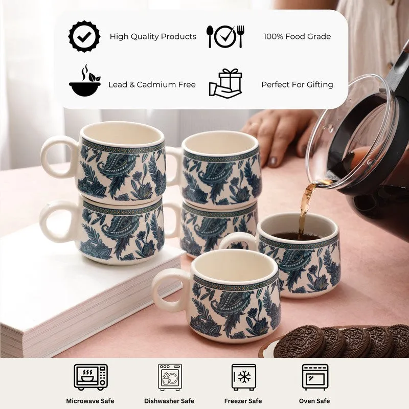 Indiblue Stoneware Tea Cup (180 mL Each) - Set Of Six media 7