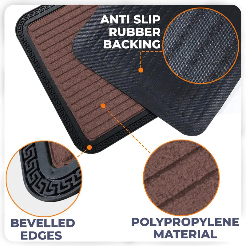 Cara Stripe Rubber Door Mats - Brown media 5
