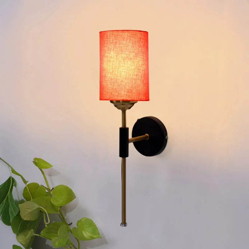 Beryll Cylindrical Steel & Cotton Wall Lamp - Orange media 1