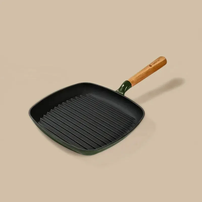 Cumin Co Enamel Cast Iron Grill Pan - Green media 4