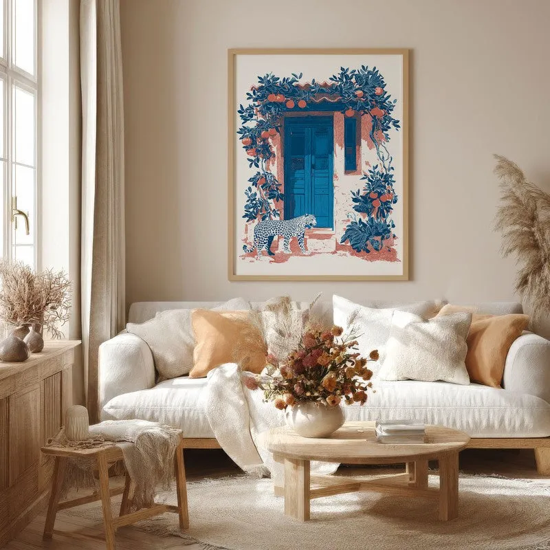 Sapphire Shade Canvas Wall Painting - Brown Frame media 4