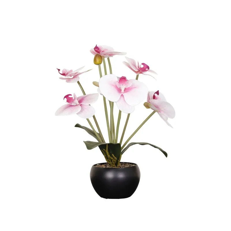 Artificial Orchid Flower Plant With Metal Pot (Light Purple) - 1 Feet media 3