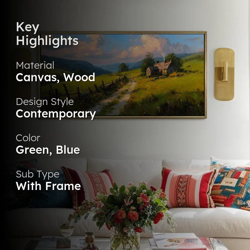 Fields at Dusk Canvas Wall Painting With Frame media 2