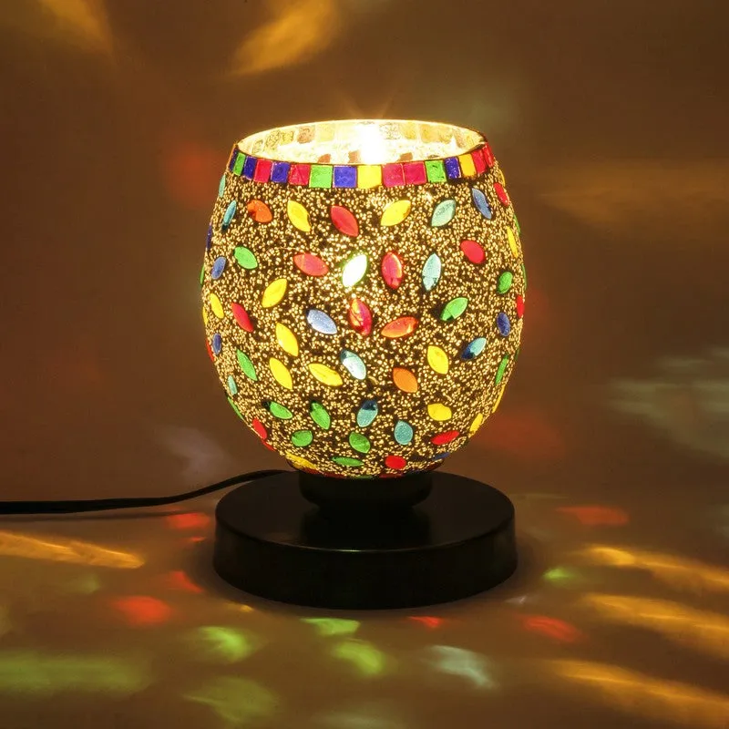 Flameora Mosaic Glass Table Lamp With Wooden Base - Multicolor media 5