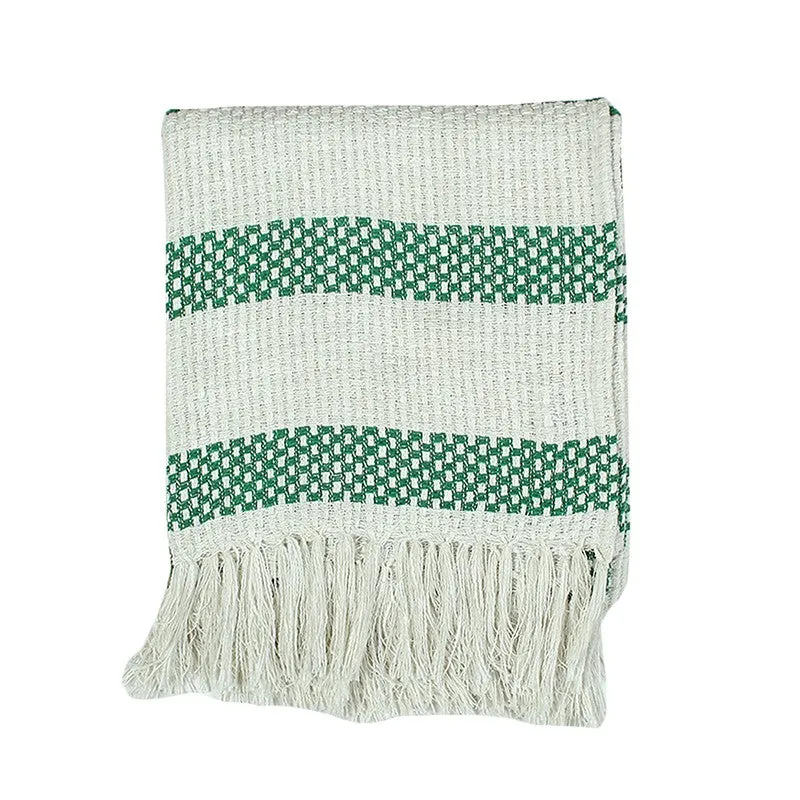Rustic Fringed Edge Throw - Green media 4