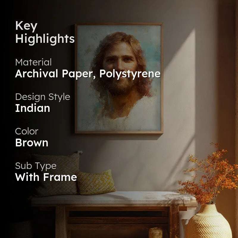 Christ the Light Archival Paper Wall Painting With Brown Frame media 2